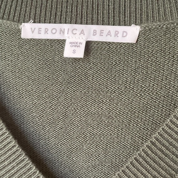 Veronica Beard Concord V-Neck Sweater Mixed Media Green White Size Small - Picture 5 of 8